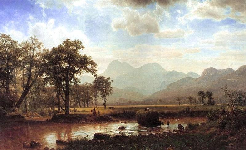 Bierstadt, Albert Haying, Conway Meadows oil painting picture